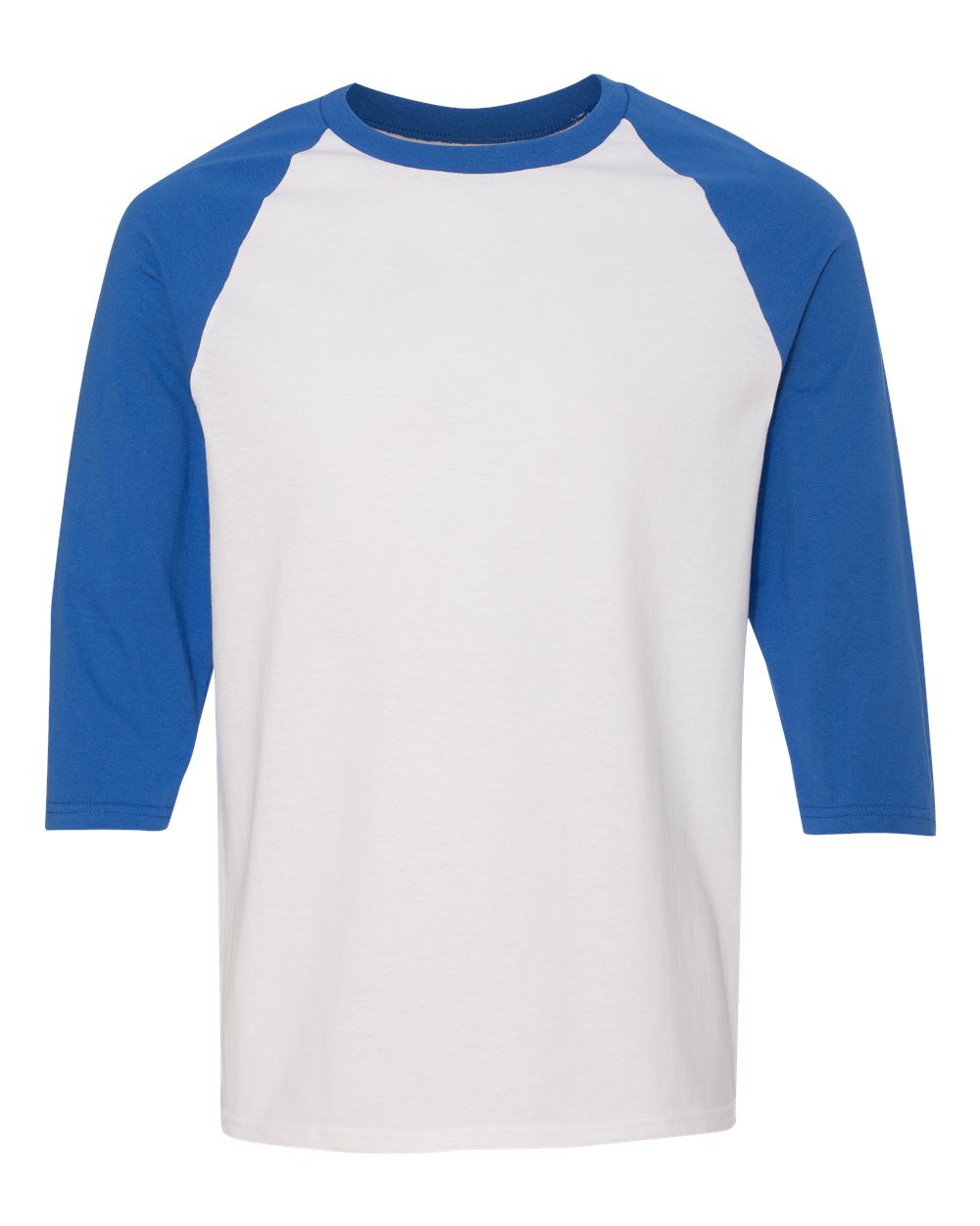 Gildan - Heavy Cotton™ Raglan Three-Quarter Sleeve T-Shirt White/Royal